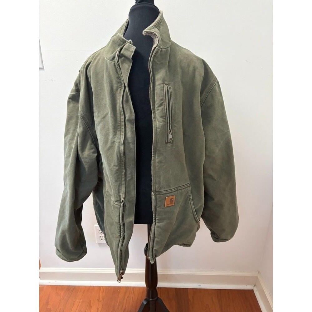 Carhartt 100112 Bartlett Jacket Men XL Regular Moss Green Sherpa Lined Canvas